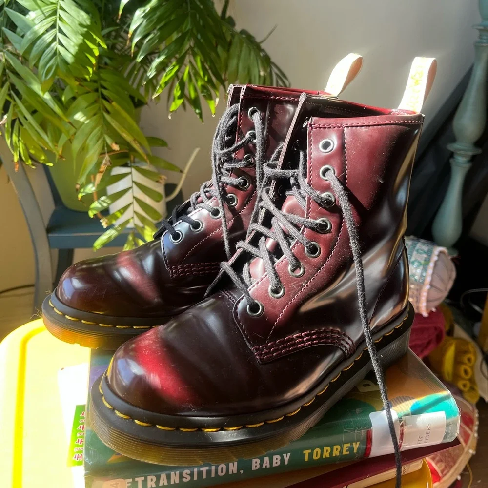 Doc Martens Oxblood Red Leather Boots - Picture 1 of 9